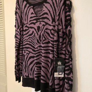 Rock & Republic Purple Animal Print Sweater
